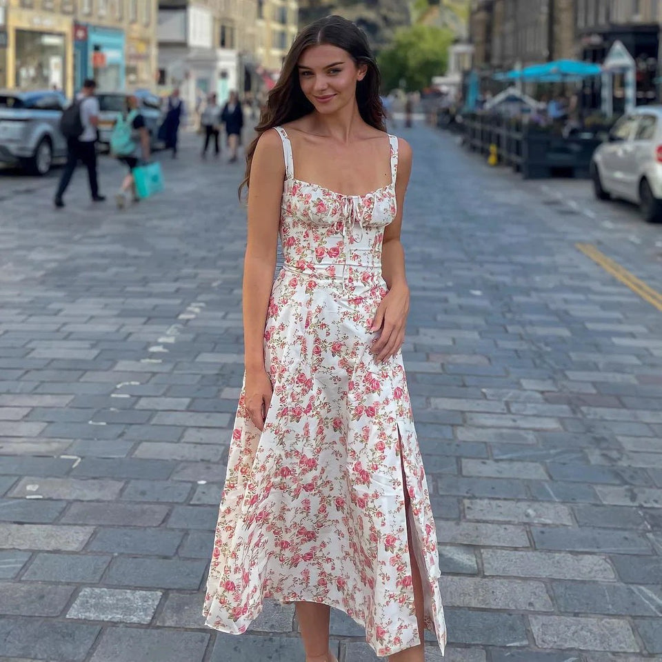 LA VIERA - Corset Lace-Up Summer Dress