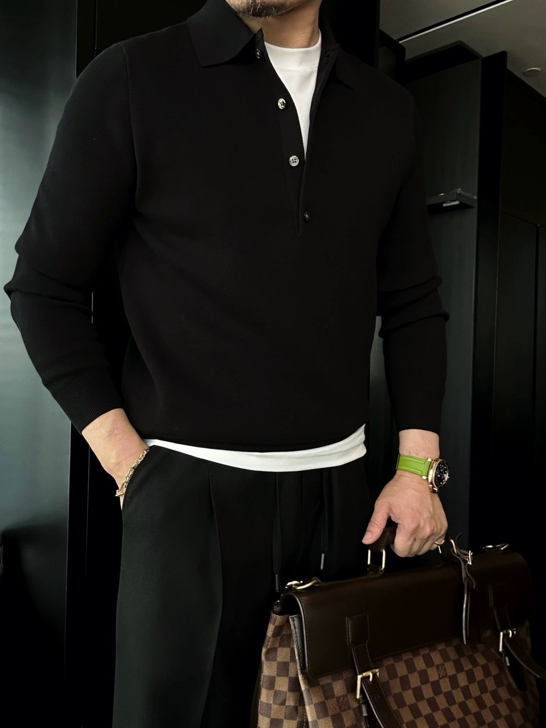 UrbanKnit – Men’s Long Sleeve Polo Knit Sweater
