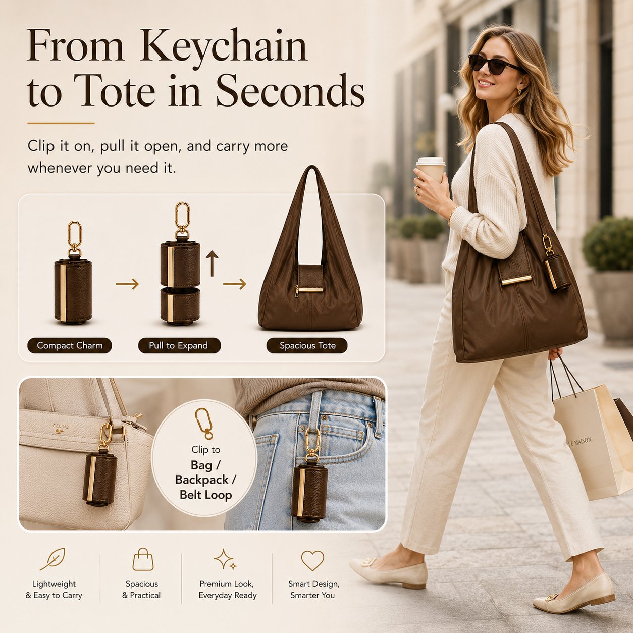 LuxeFold – Stylish 2-in-1 Convertible Carry Bag
