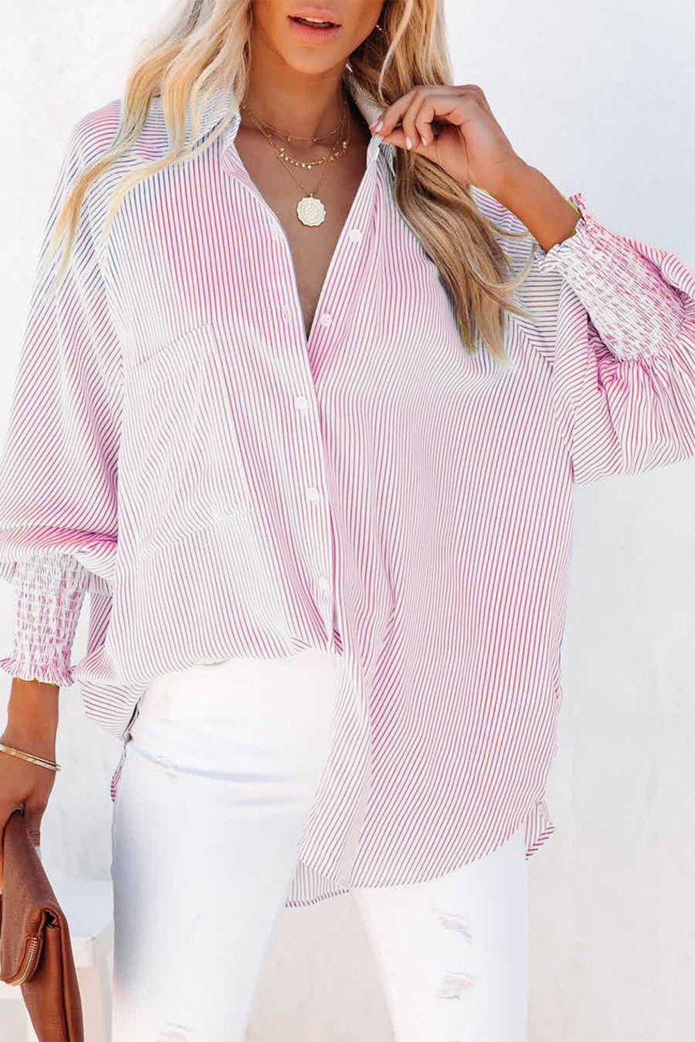 LUXE - Breezy Striped Tunic Shirt