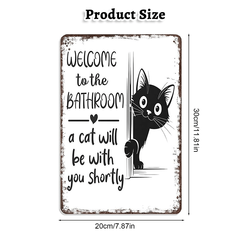 PurrfectWelcome – Funny Cat Bathroom Tin Sign