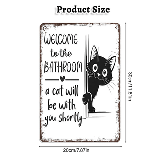 PurrfectWelcome – Funny Cat Bathroom Tin Sign