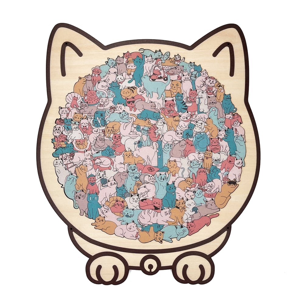 Cattitude - Morandi-Colored Wooden Puzzle