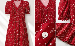 Floral V-Neck Button-Front Dress