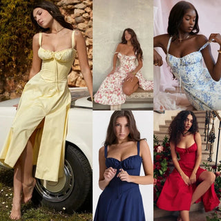 LA VIERA - Corset Lace-Up Summer Dress