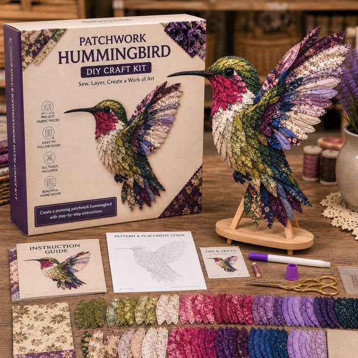 CraftNest – Handmade Patchwork Bird Hanging Kit