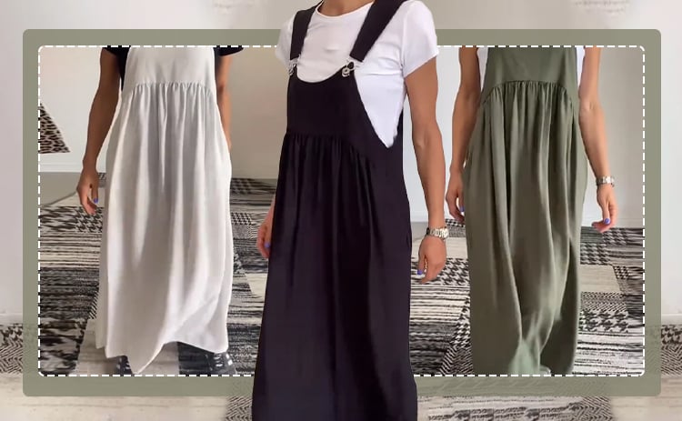 PureStyle - Solid Color Strap Dress