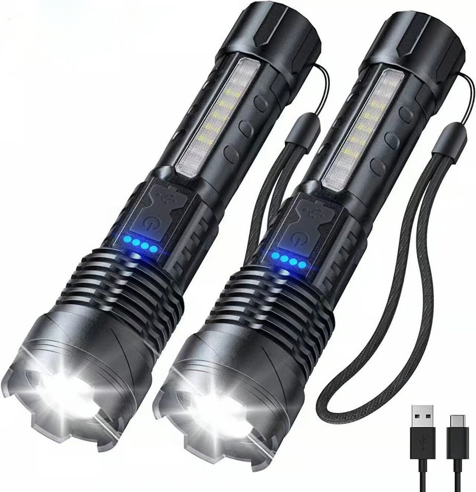 💥Outdoor lighting white laser flashlight with cob warning side work light