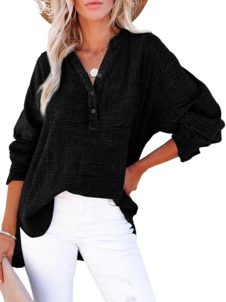 Velura - Relaxed Fit V-Neck Blouse – Soft & Effortless Style