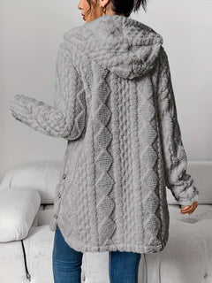 ⏰Hot Sale-Womens Fuzzy Fleece Button Down Jacket Hooded Open Front Cardigan Sweater(BUY 2 FREE SHIPPING)