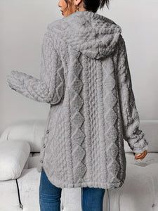 ⏰Hot Sale-Womens Fuzzy Fleece Button Down Jacket Hooded Open Front Cardigan Sweater(BUY 2 FREE SHIPPING)
