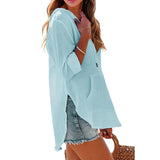 WaveLuxe - Oversized Hooded Cover Up Shirt