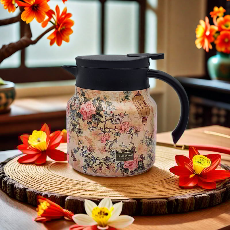 TeaBlossom – Vintage Floral Pattern Thermos with Infuser
