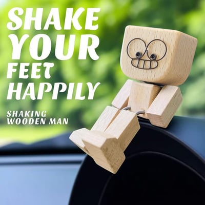 WoodyBuddy | Cute Wooden Bobblehead Dashboard Decor