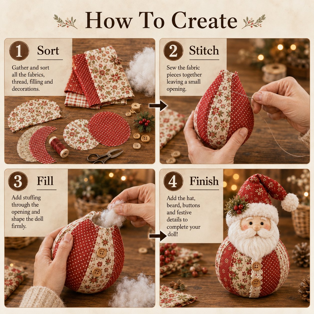 StitchBloom – Patchwork Fabric Doll DIY Craft Kit