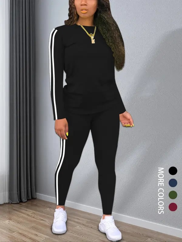 StripeLuxe – Women’s Two-Piece Set