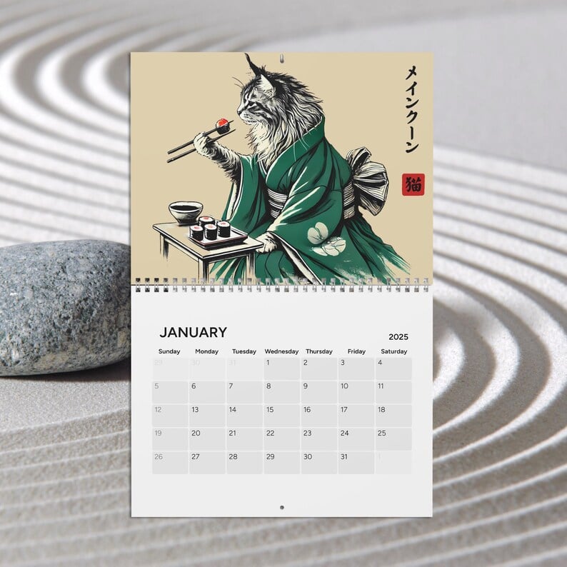 2025 'Cats in Kimonos Eating Sushi' Calendar
