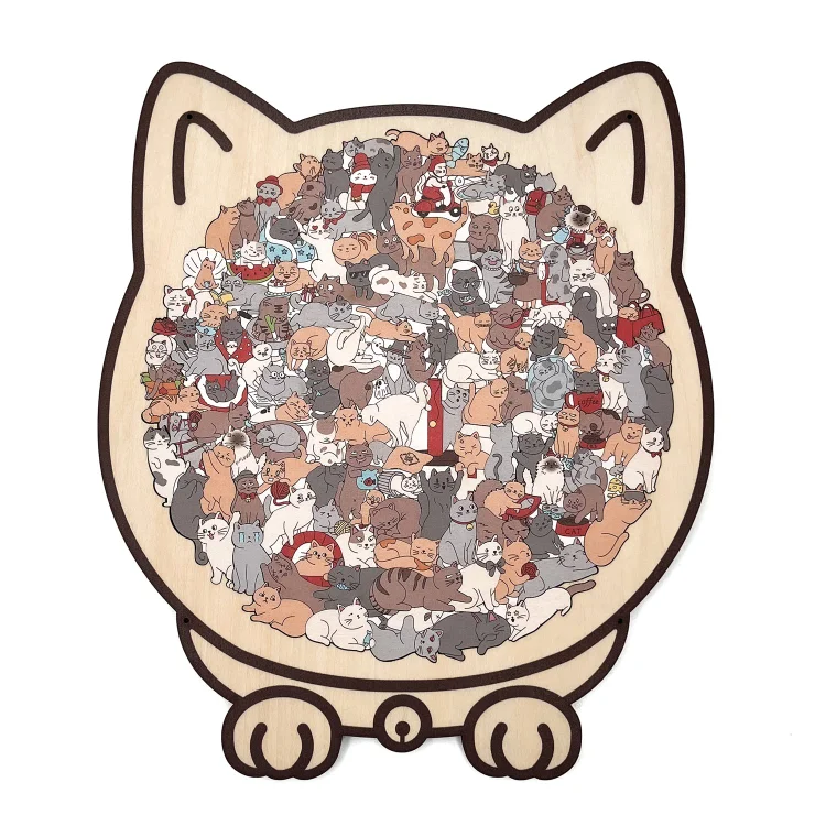 FelineFun – Morandi Wooden Cat Jigsaw Puzzle