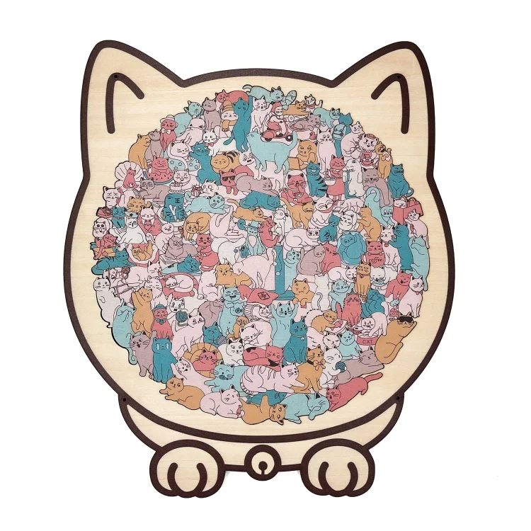 FelineFun – Morandi Wooden Cat Jigsaw Puzzle