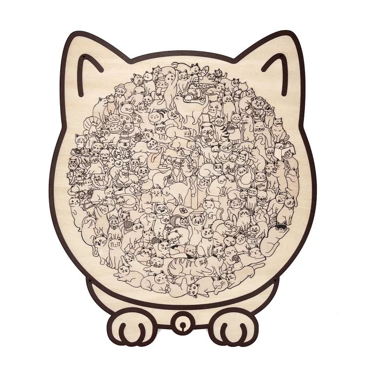 FelineFun – Morandi Wooden Cat Jigsaw Puzzle