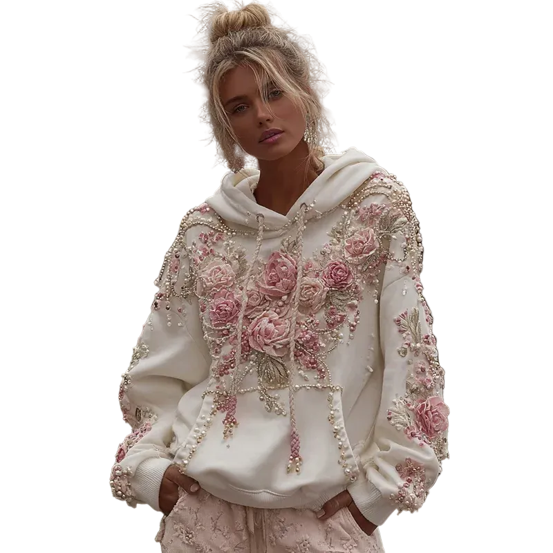 RosePearl - Vintage Embroidered Hoodie