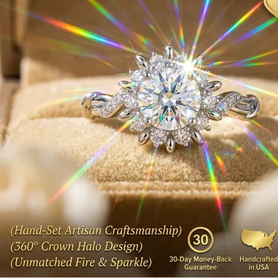EverCrown – Hand-Set Artisan Halo Solitaire Ring