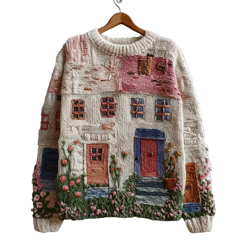 BloomCottage – Embroidered Cozy Knit Sweater