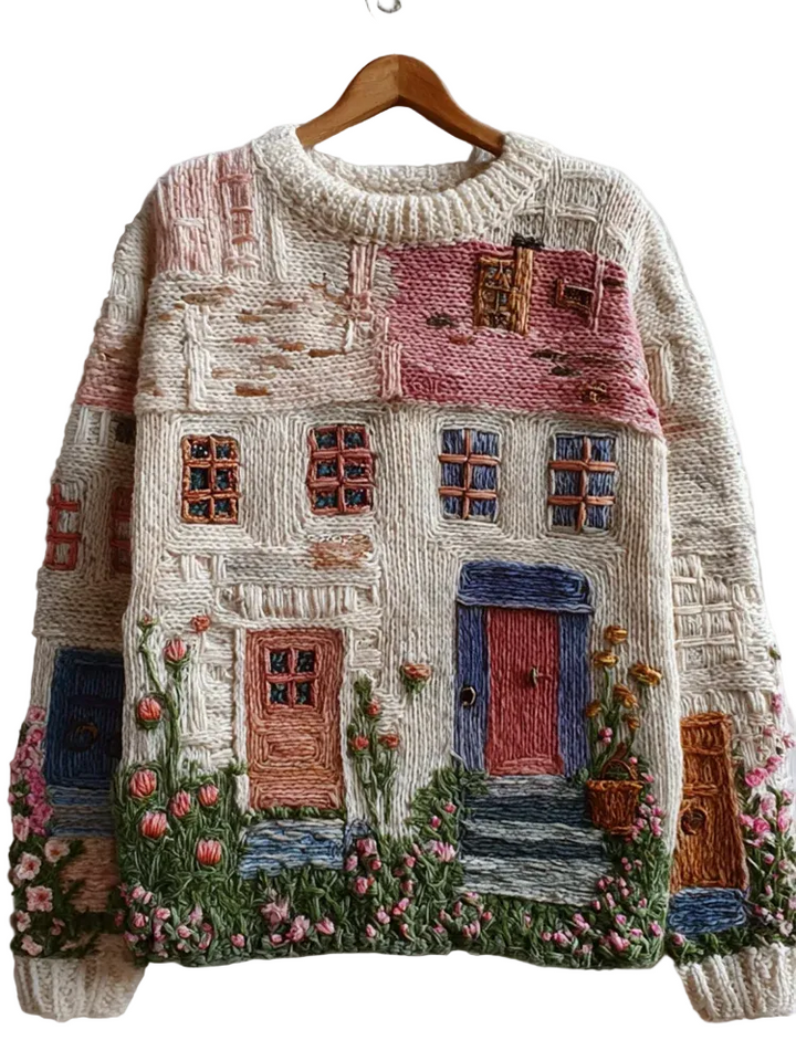 BloomCottage – Embroidered Cozy Knit Sweater