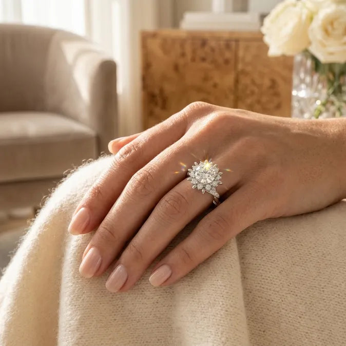 EverCrown – Hand-Set Artisan Halo Solitaire Ring