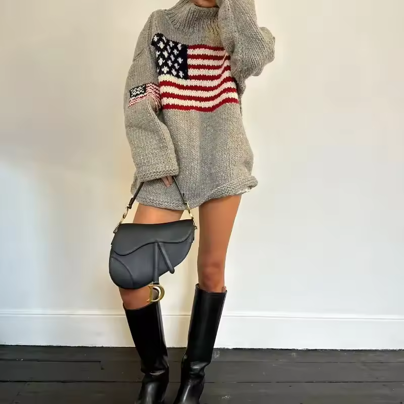 LibertyVibe - Retro Flag Street Sweater