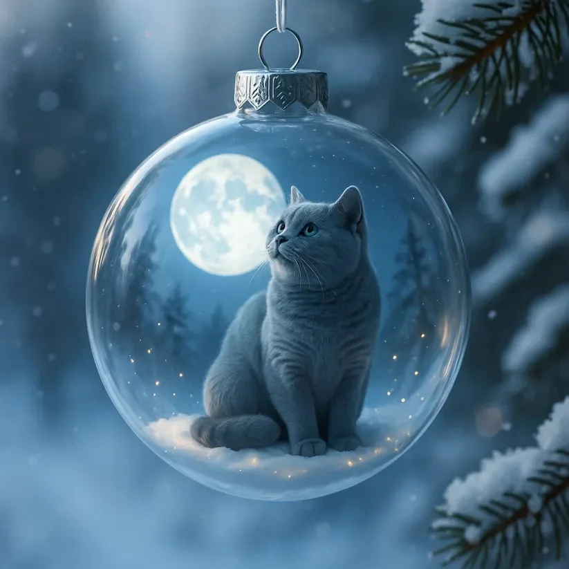 PurrmasGlow – Cute Cat Christmas Glass Ornaments