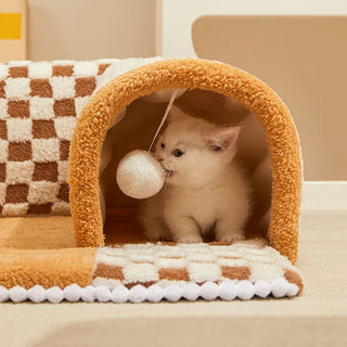 2 in 1 Cat Dog Plush Tunnel Bed Activity Toy marnetic