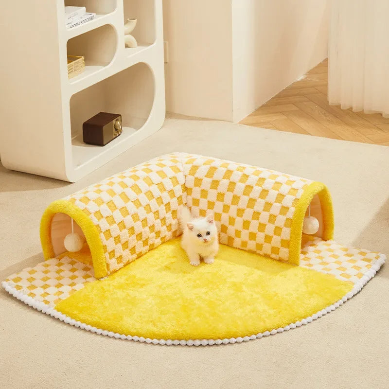 2 in 1 Cat Dog Plush Tunnel Bed Activity Toy marnetic
