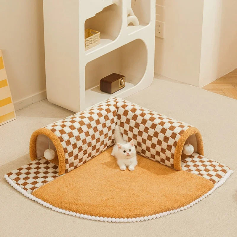 2 in 1 Cat Dog Plush Tunnel Bed Activity Toy marnetic