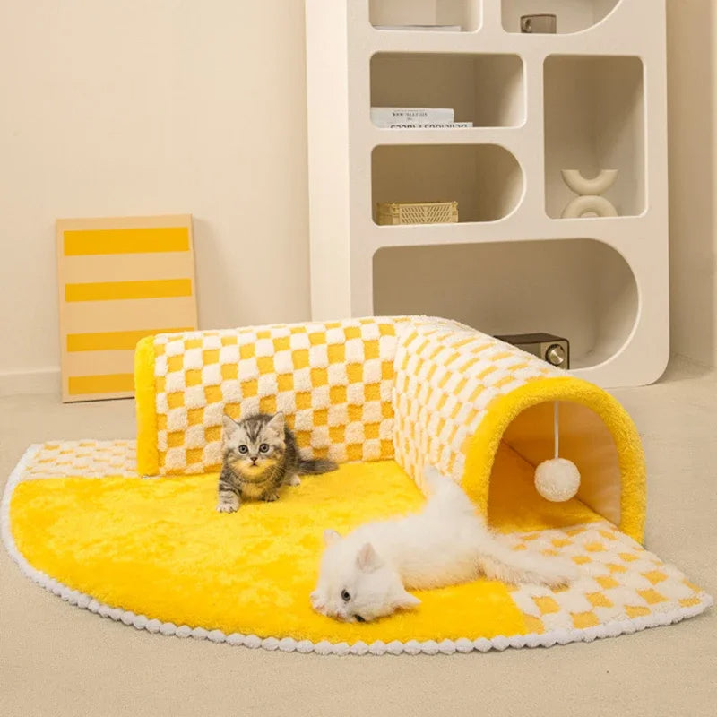 2 in 1 Cat Dog Plush Tunnel Bed Activity Toy marnetic