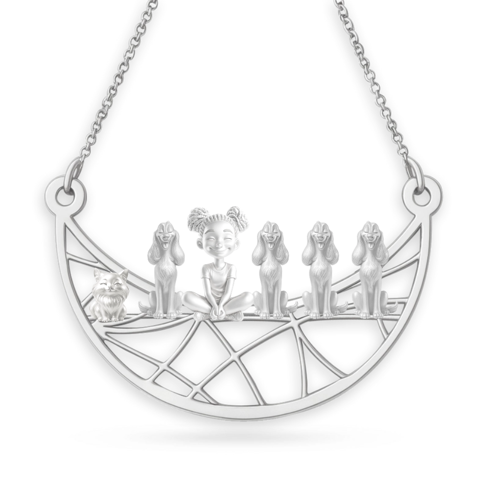 Paw & Heart – Custom Girl With Dogs Necklace
