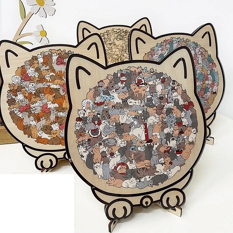 FelineFun – Morandi Wooden Cat Jigsaw Puzzle