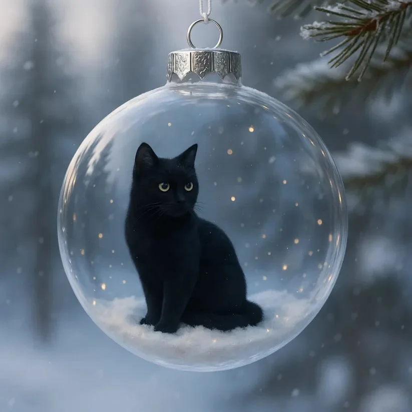 PurrmasGlow – Cute Cat Christmas Glass Ornaments