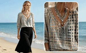 ModaDots – Lace Up Casual Blouse