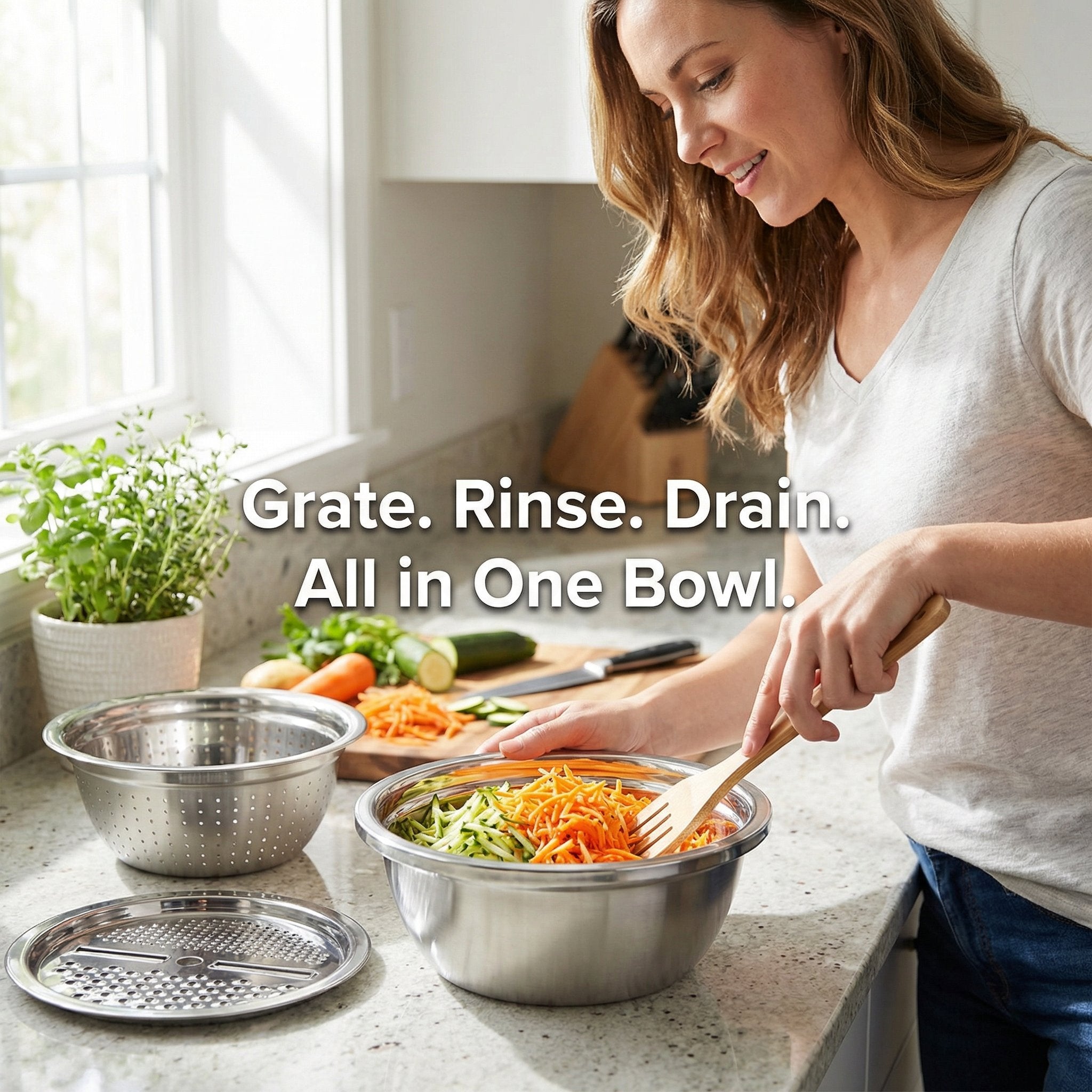 GrateNWash - Multi-Function Steel Prep Bowl