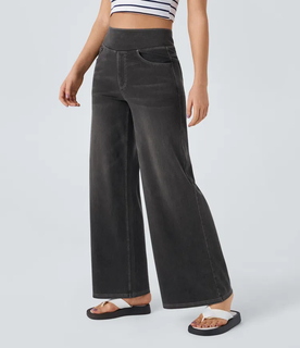 AuraStretch – Super Stretch High-Waisted Wide Leg Jeans