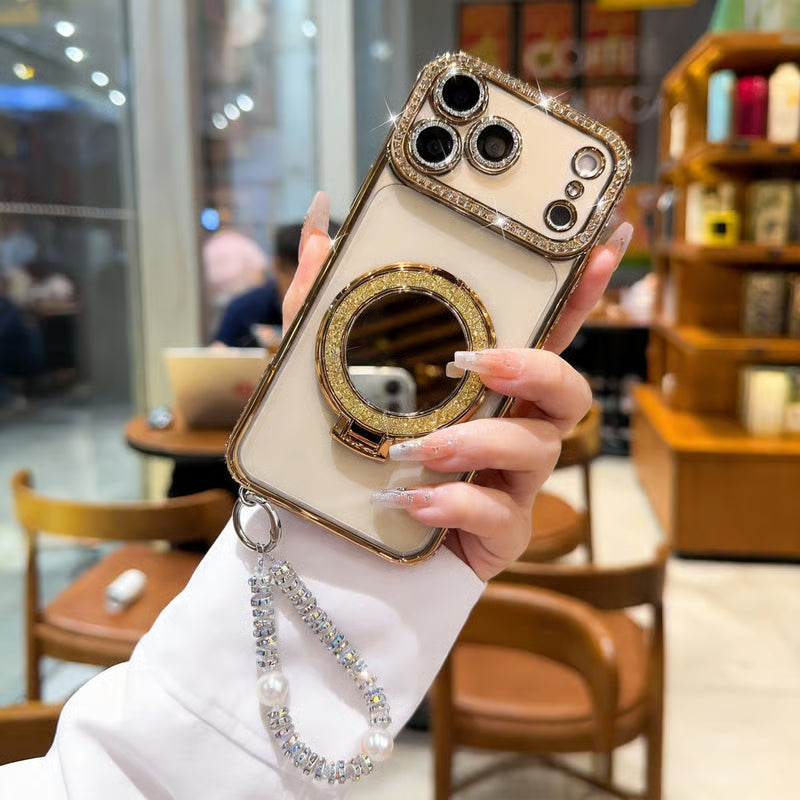 SparkAura – Glitter Phone Case with Mirror & Stand