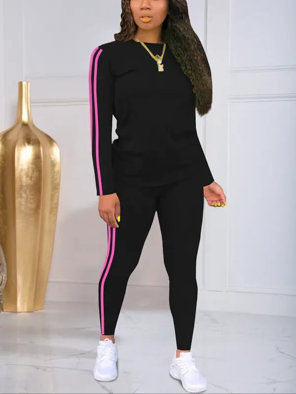 StripeLuxe – Women’s Two-Piece Set