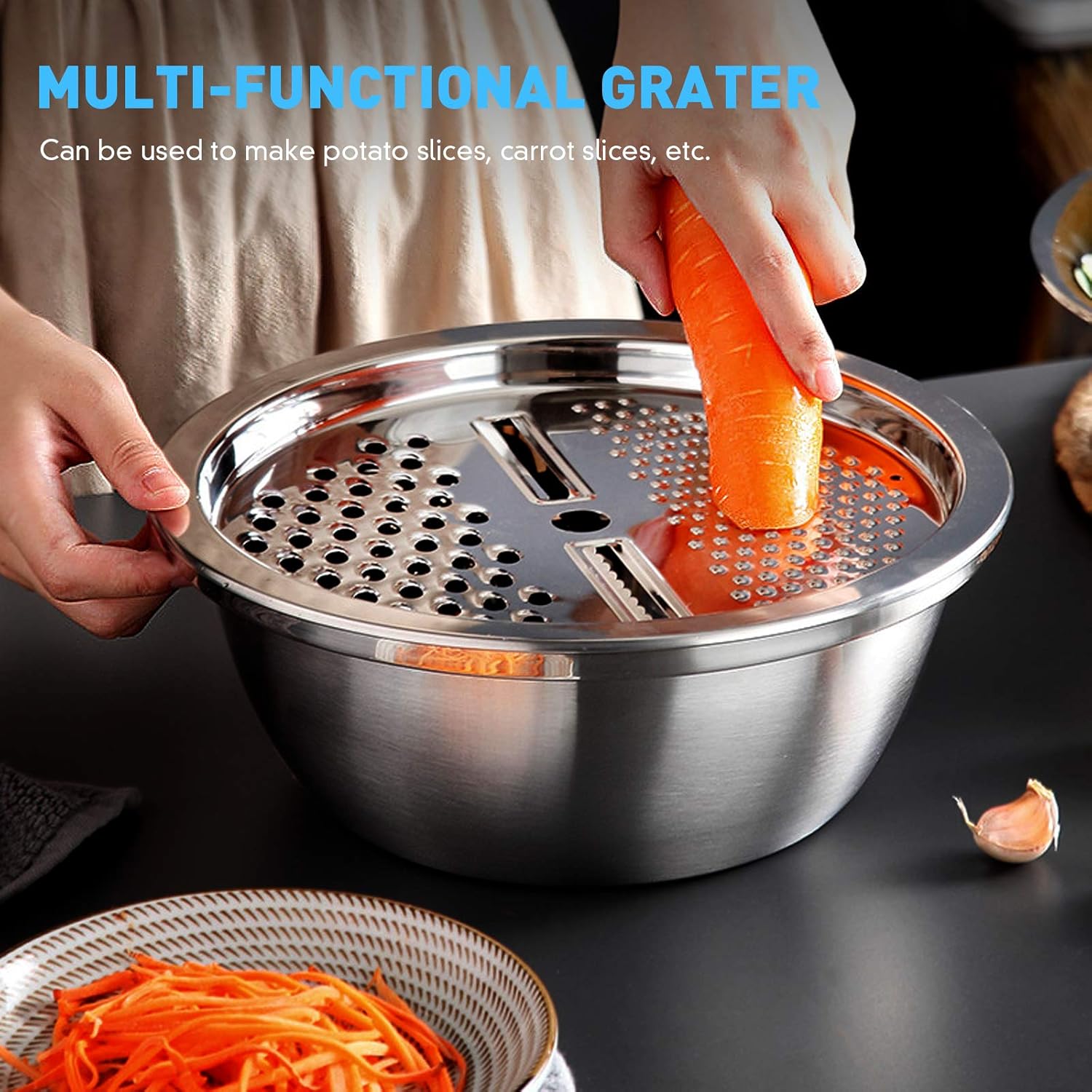 GrateNWash - Multi-Function Steel Prep Bowl