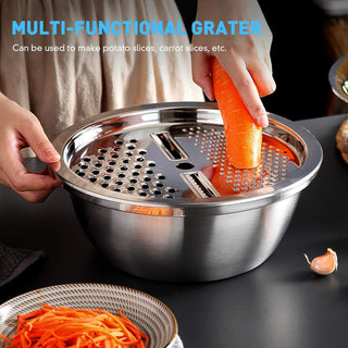 GrateNWash - Multi-Function Steel Prep Bowl