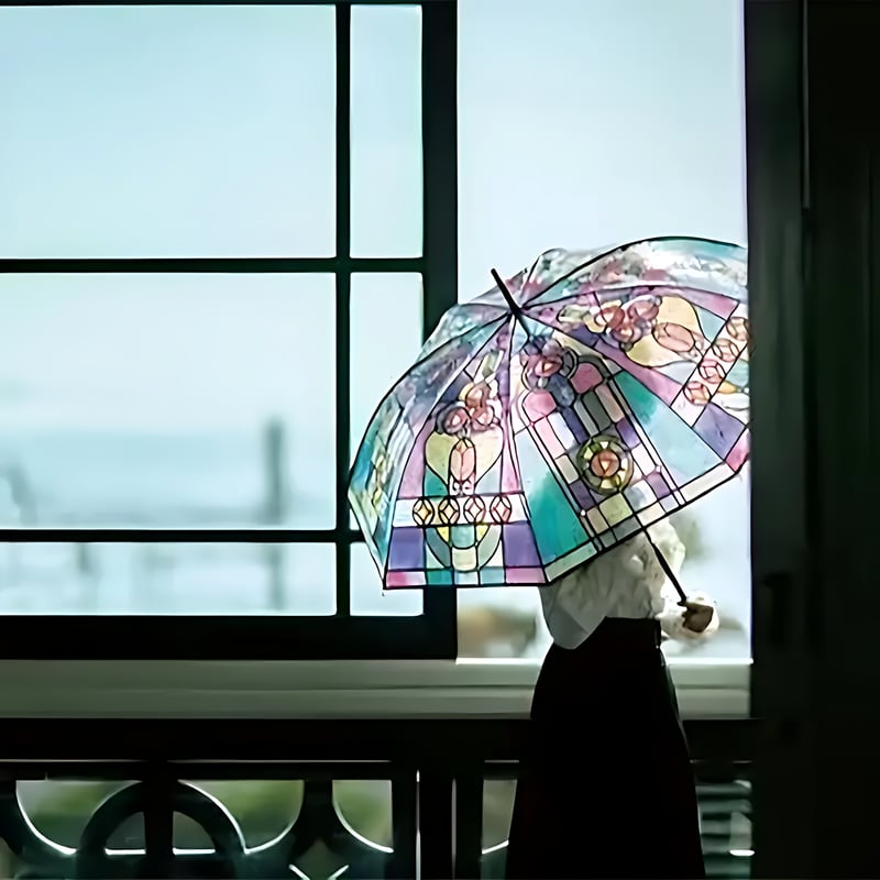 ClearVista | Hand-Painted Stained Glass Umbrella