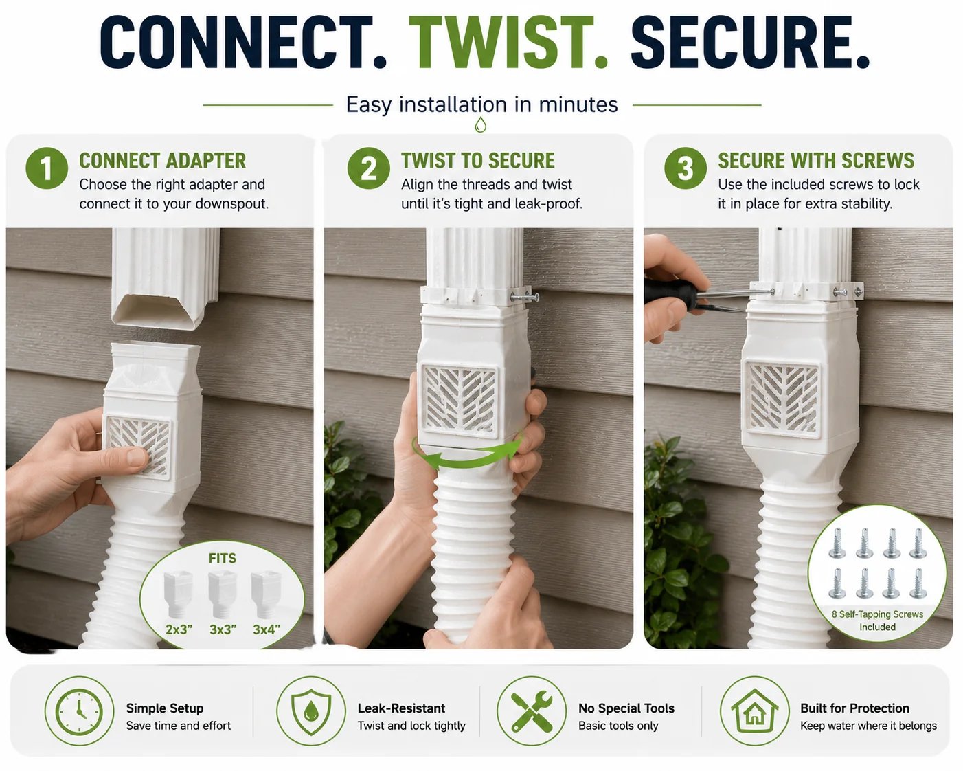 RainGuard – Flexible Downspout Extension Kit