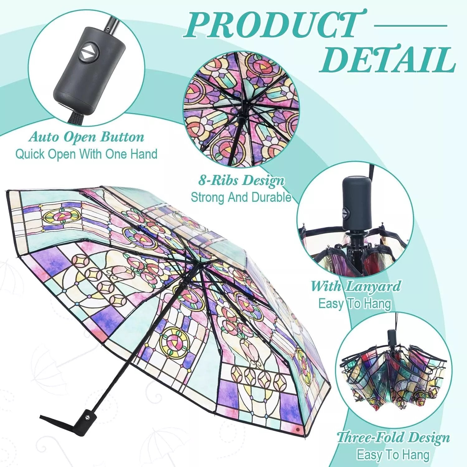 ClearVista | Hand-Painted Stained Glass Umbrella