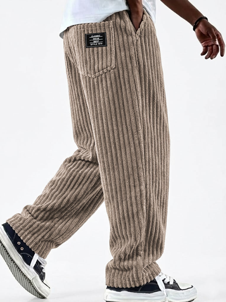 ClassicWeave – Comfortable Wide Striped Corduroy Pants