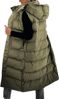 QuiltChic – Women's Long Puffer Vest with Hood